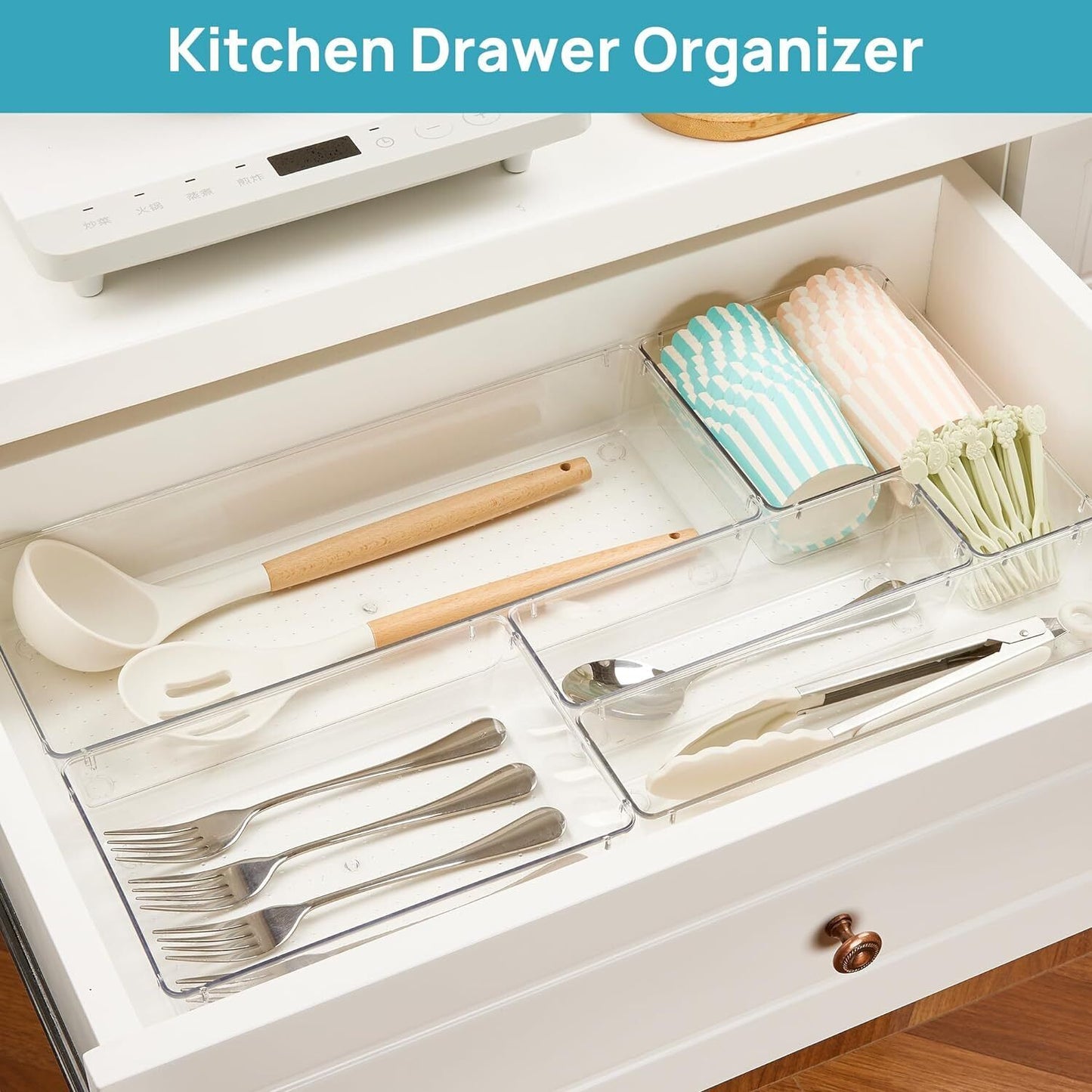 Acrylic Clear Drawer Organiser Set, 25 Pieces (4 Sizes)