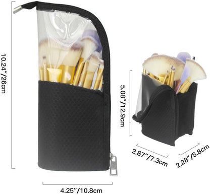 Travel Makeup Brush Holder – Stand-Up Organizer Bag, Black