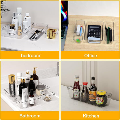 Acrylic Clear Drawer Organiser Set, 25 Pieces (4 Sizes)