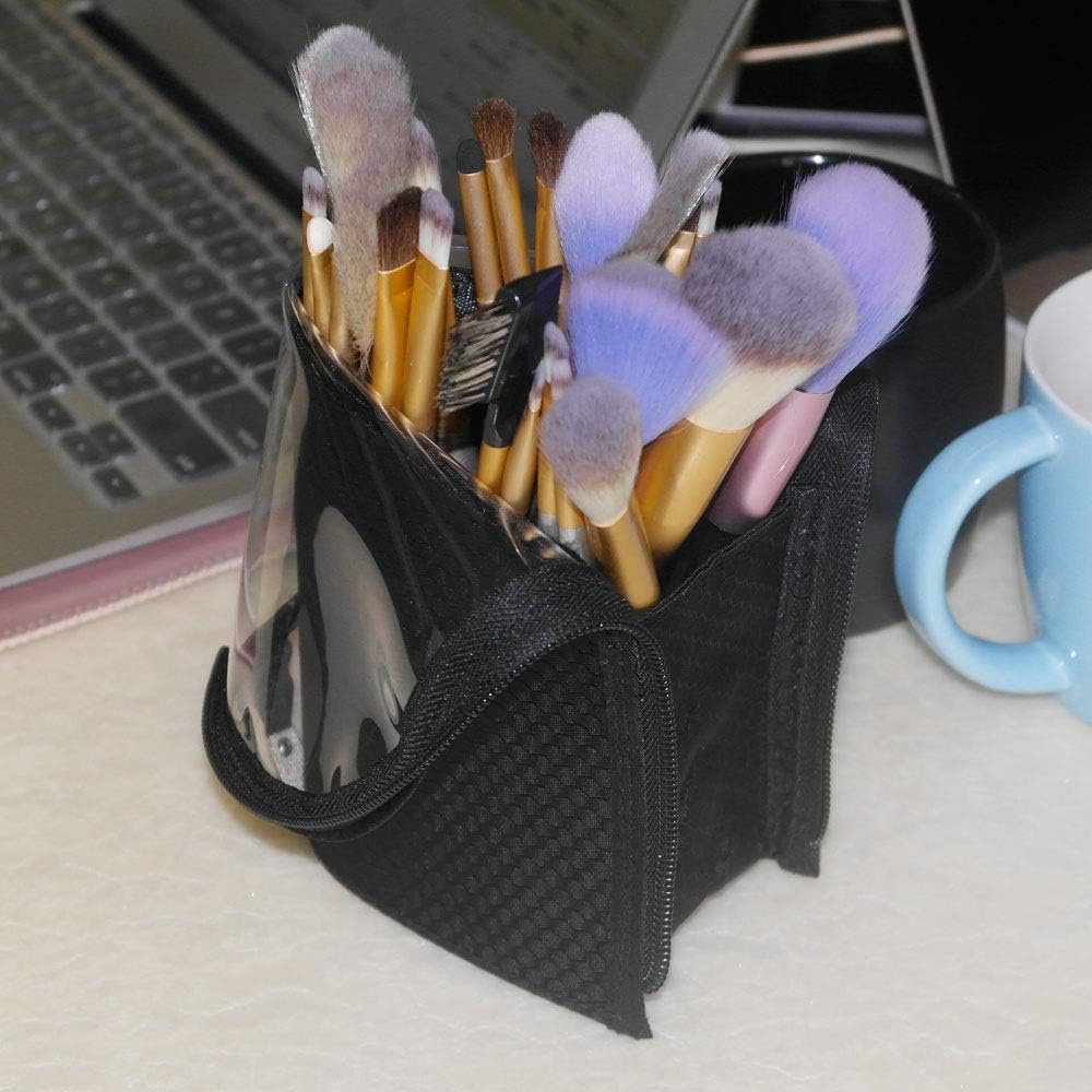 Travel Makeup Brush Holder – Stand-Up Organizer Bag, Black