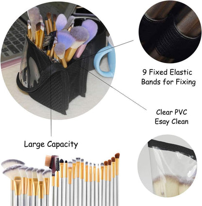 Travel Makeup Brush Holder – Stand-Up Organizer Bag, Black