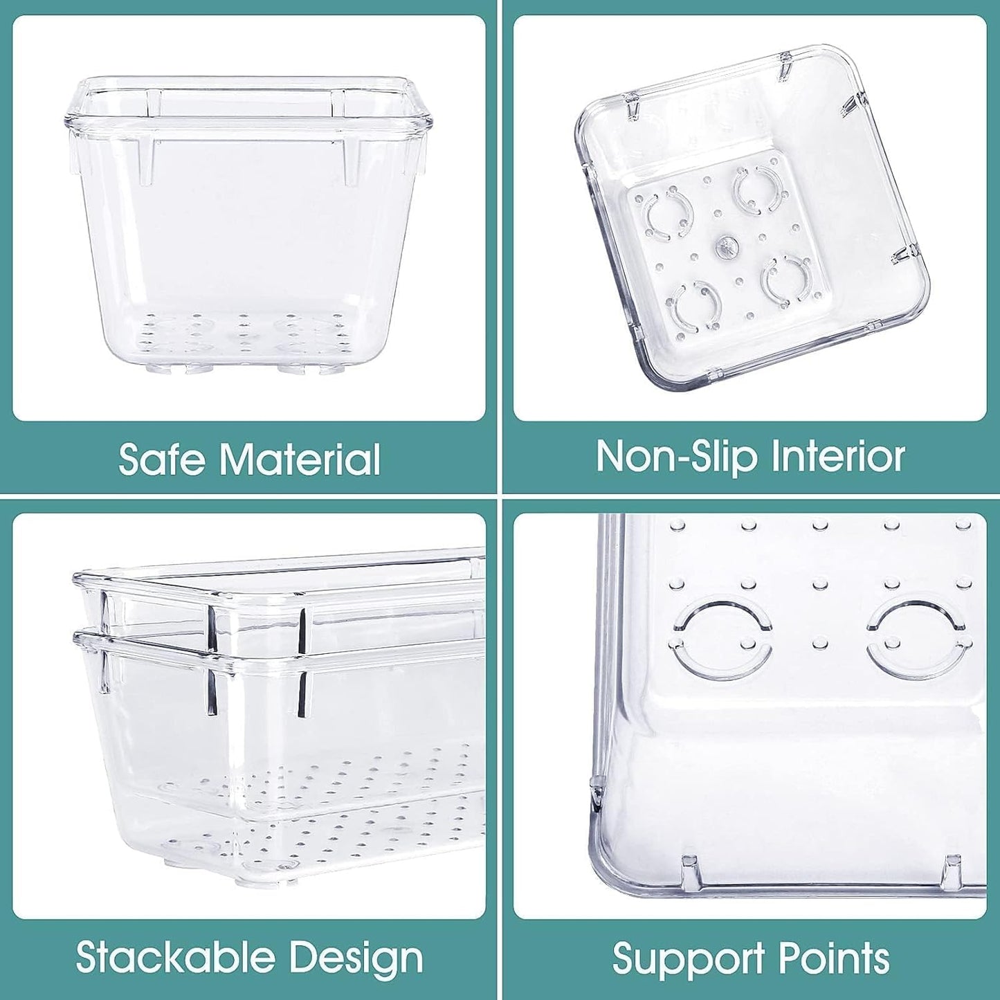 Acrylic Clear Drawer Organiser Set, 25 Pieces (4 Sizes)