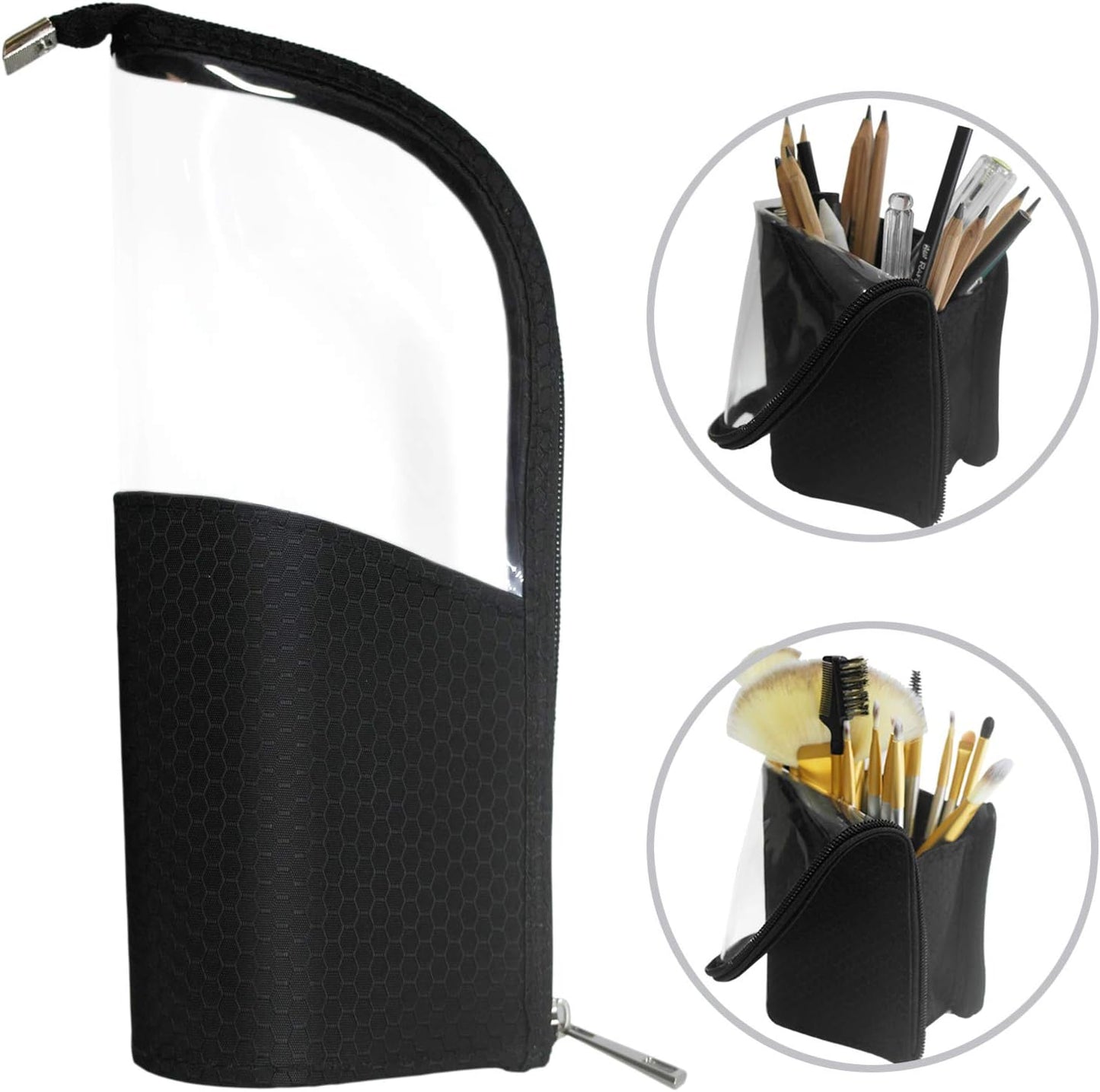 Travel Makeup Brush Holder – Stand-Up Organizer Bag, Black