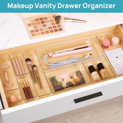 Acrylic Clear Drawer Organiser Set, 25 Pieces (4 Sizes)