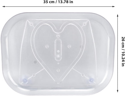 Clear plastic mat with heart design and measurements