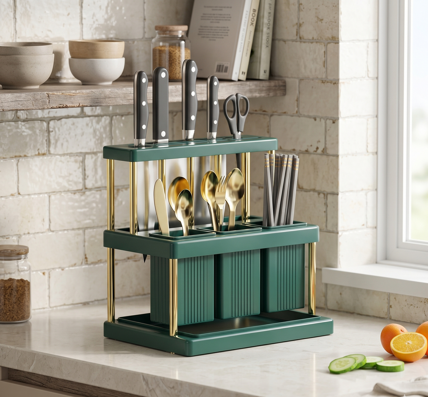 Elevated Kitchen Organizer Stand