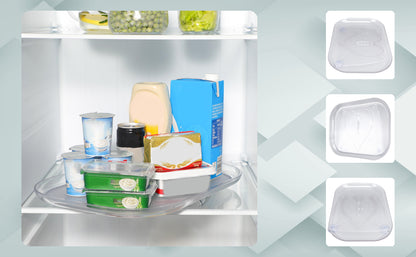 Shelf with various containers and a close-up of a white mat on a geometric patterned background
